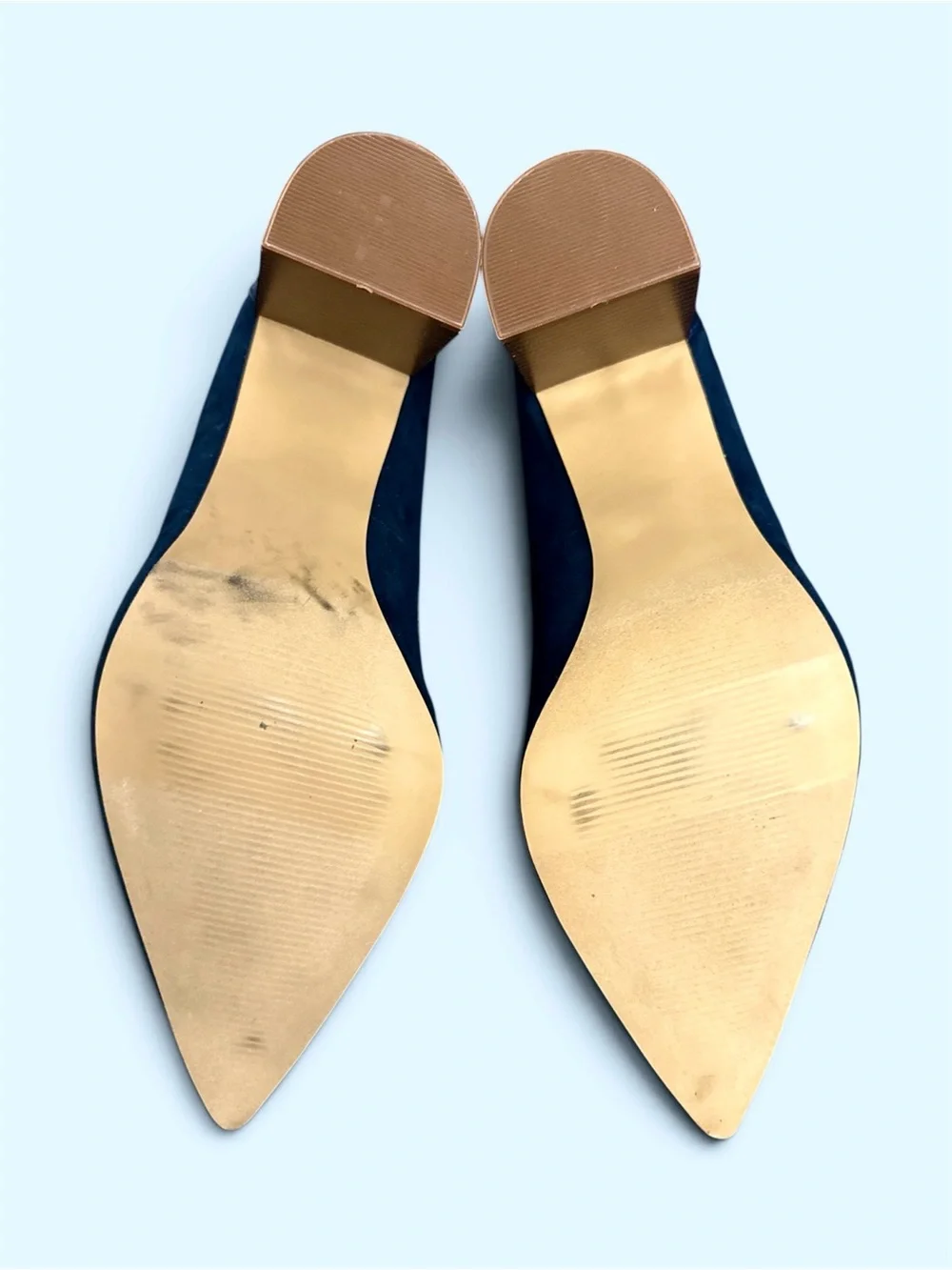 Ann Taylor Navy Suede Block Pump Heels